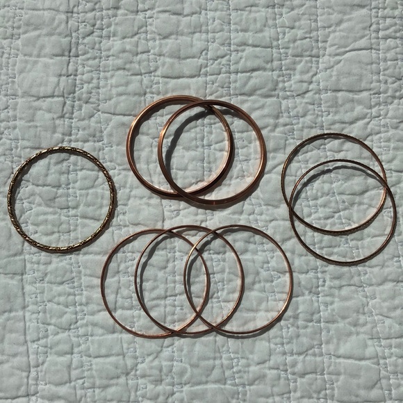 Bangle Set: Copper Plated, Copper Tones, Rose Gold Tones - 8 in All - Picture 3 of 11